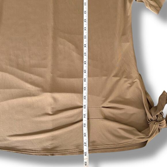 Cache Top Women's Size Medium Liquid Knit Beige Tie Front Neutral Career Office - Picture 5 of 5